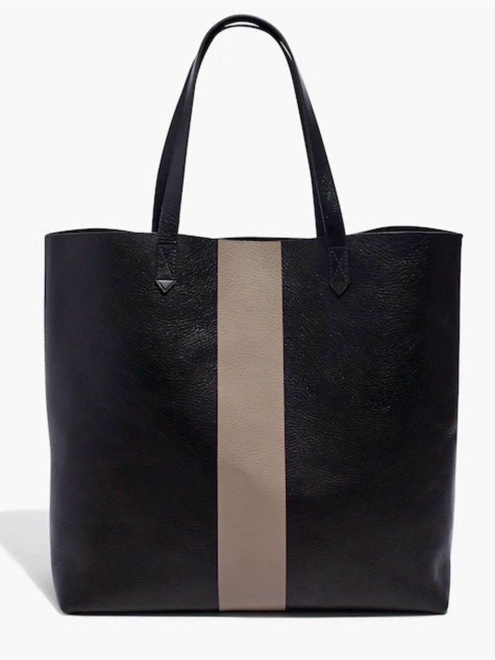 MADEWELL BLACK TAN PAINTSTRIPE TRANSPORT LEATHER TOTE PURSE